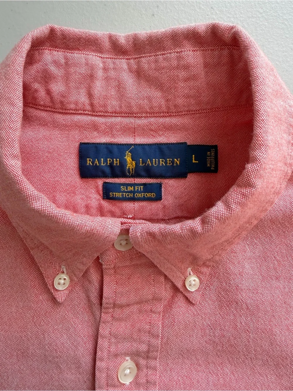 Ralph Lauren Slim Fit Stretch Oxford Shirt Coral Pink L